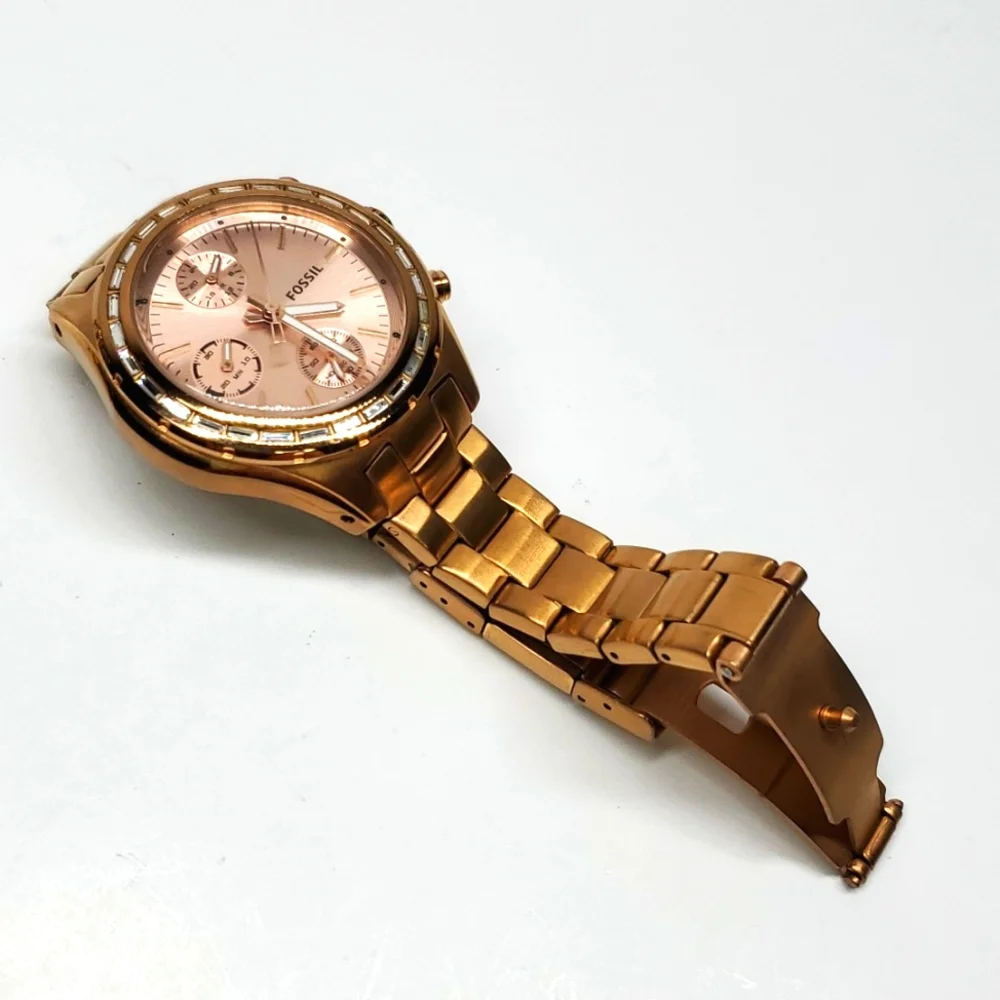 Fossil Watch CH2826 Rose Gold Steel Wristband Multifunction 10 ATM EUC